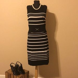 White House Black Market Striped Sheath